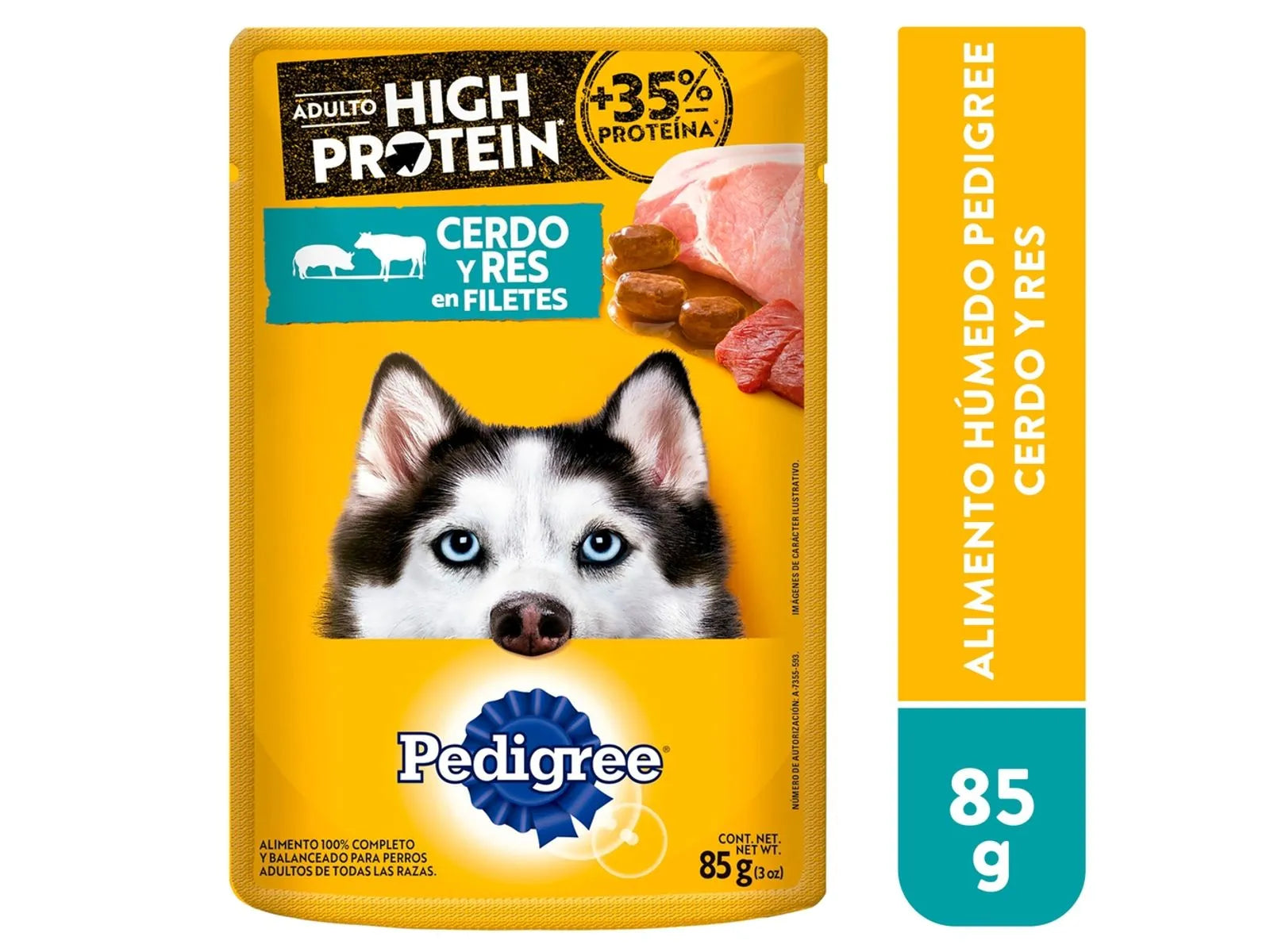 Pedigree High Protein Pouch Cerdo y Res 85gr
