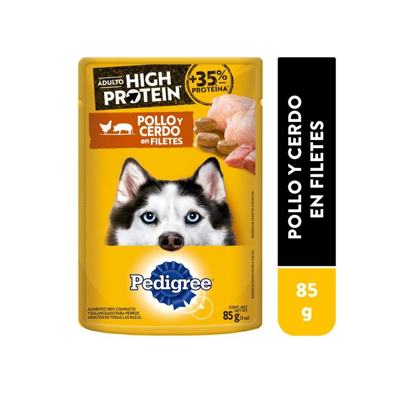 Pedigree High Protein Pouch Pollo y Cerdo 85gr